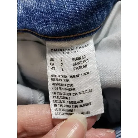 American Eagle Jeans Size 2 Womens Blue Stretch Distressed High Rise Jegging - Picture 5 of 14